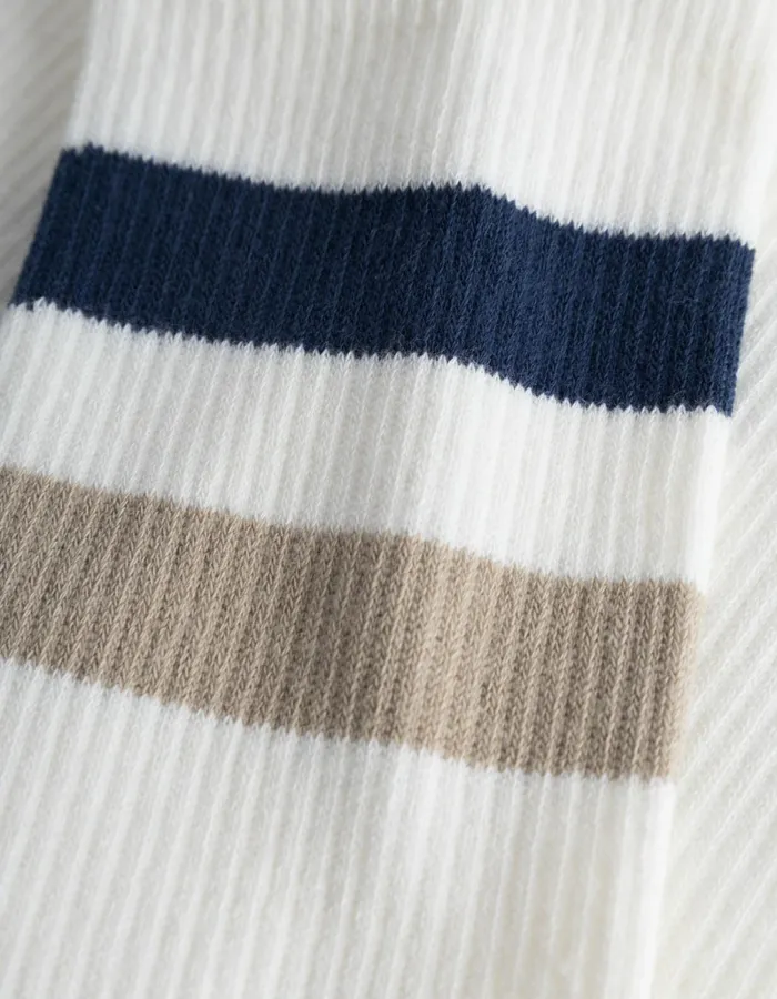 Men Les Deux Underwear Woods Rib Stripe Socks 8211 2Pack 8211 Off WhiteMidnight Blue