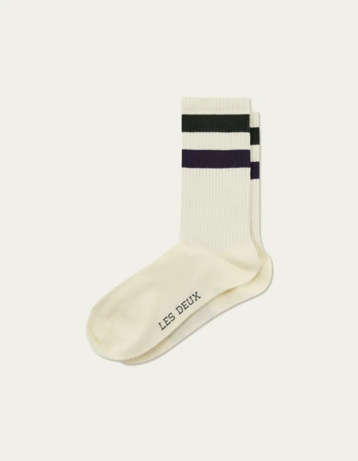 Men Les Deux Underwear Woods Rib Stripe Socks 8211 2Pack 8211 Off WhiteRosin