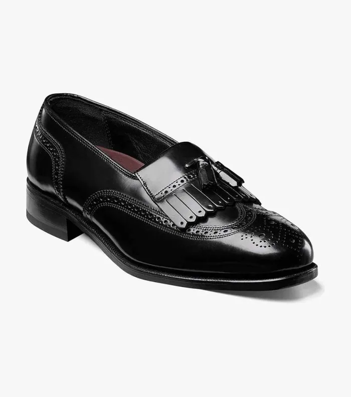 Men Lexington Wingtip Loafer Black Florsheim Dress Shoes