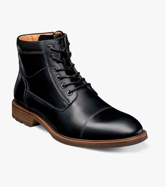 Men Lodge Cap Toe Lace Up Boot Black Ch Florsheim Casual Shoes