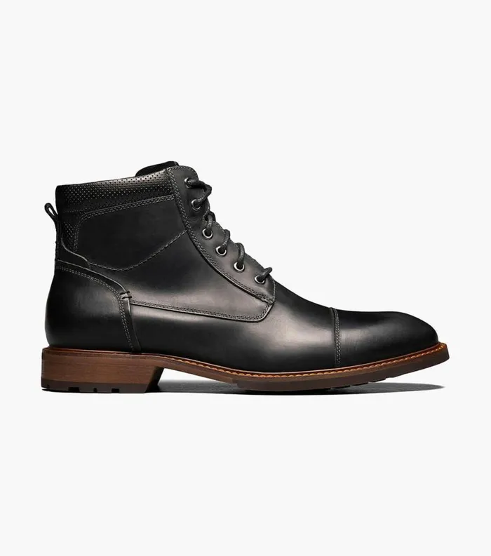 Men Lodge Cap Toe Lace Up Boot Black Ch Florsheim Casual Shoes