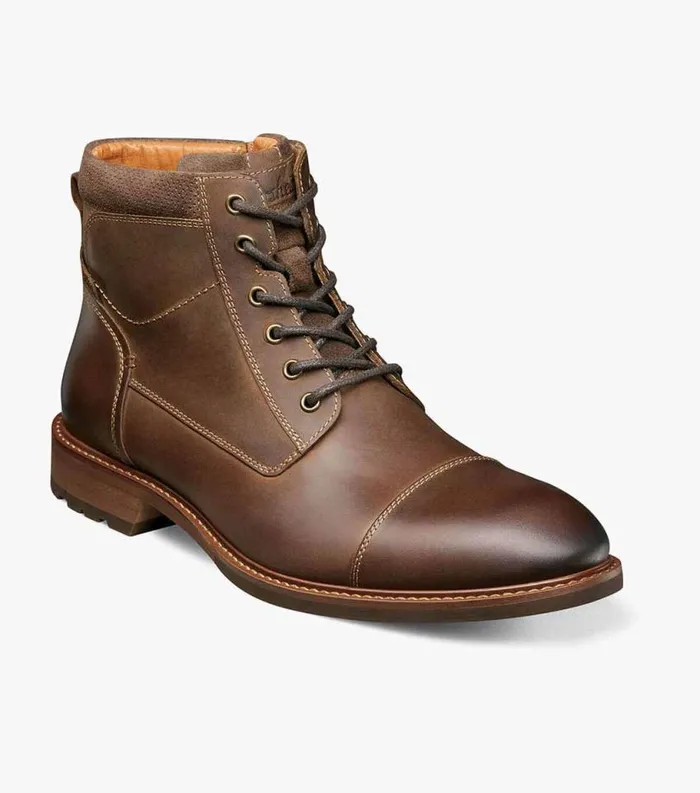 Men Lodge Cap Toe Lace Up Boot Brown Ch Florsheim Casual Shoes