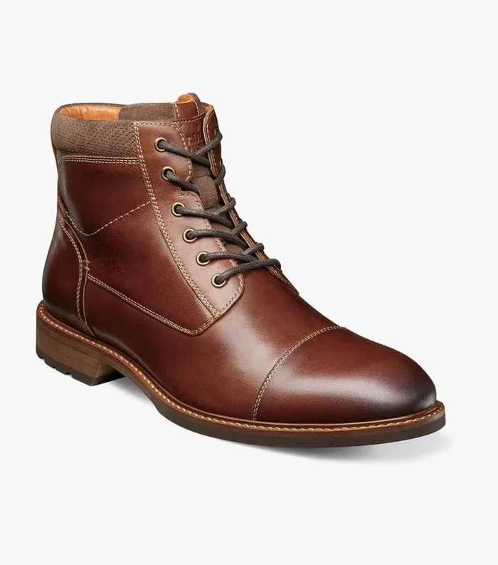 Men Lodge Cap Toe Lace Up Boot Chestnut Florsheim Casual Shoes