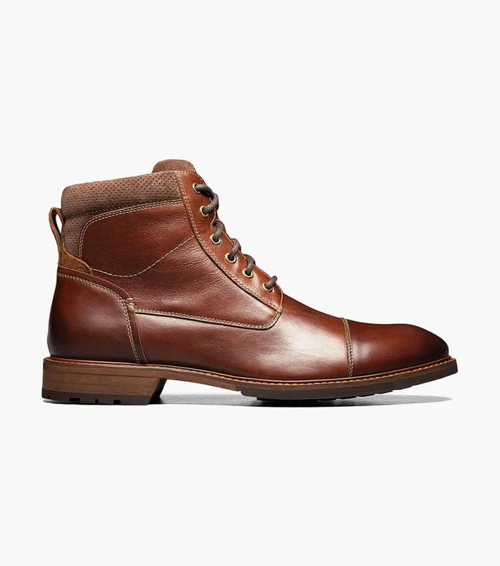 Men Lodge Cap Toe Lace Up Boot Chestnut Florsheim Casual Shoes