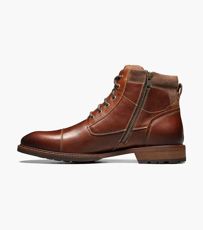 Men Lodge Cap Toe Lace Up Boot Chestnut Florsheim Casual Shoes