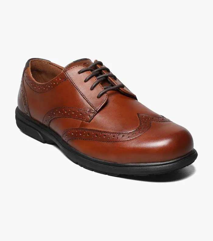 Men Loedin Steel Toe Wingtip Oxford Brown Florsheim Safety Shoes