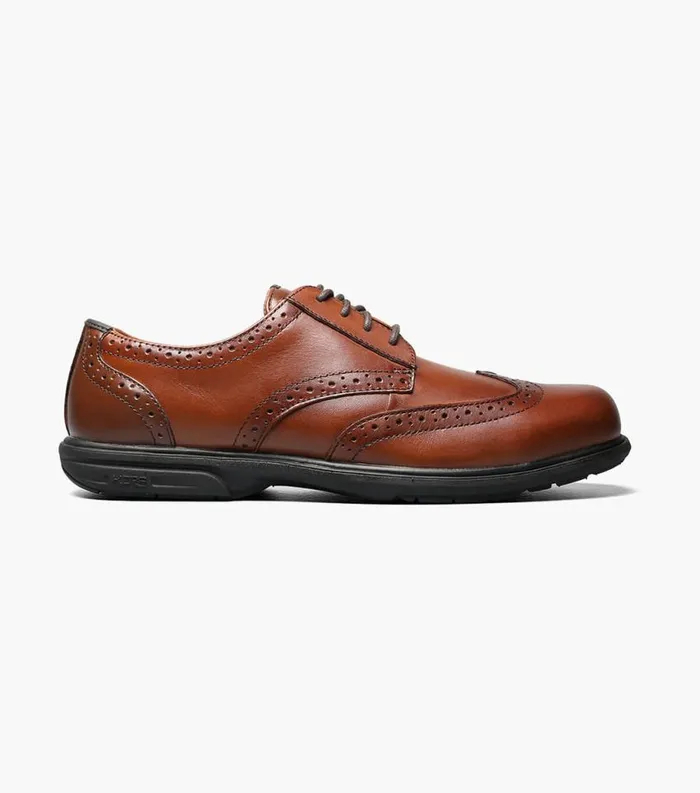 Men Loedin Steel Toe Wingtip Oxford Brown Florsheim Safety Shoes