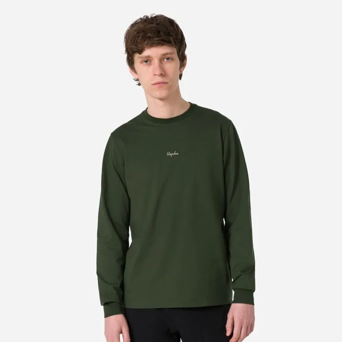 Men Long Sleeve Cotton TShirt Blackwhitewhitelight Greydark Navynavydeep Olive Greenolive Green Rapha TShirts and Tops