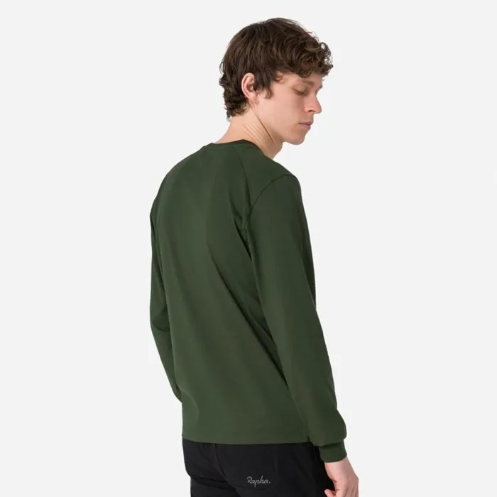 Men Long Sleeve Cotton TShirt Blackwhitewhitelight Greydark Navynavydeep Olive Greenolive Green Rapha TShirts and Tops