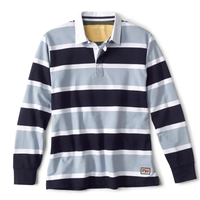 Men LongSleeved Rugby Shirt Blue Fog Orvis Shirts