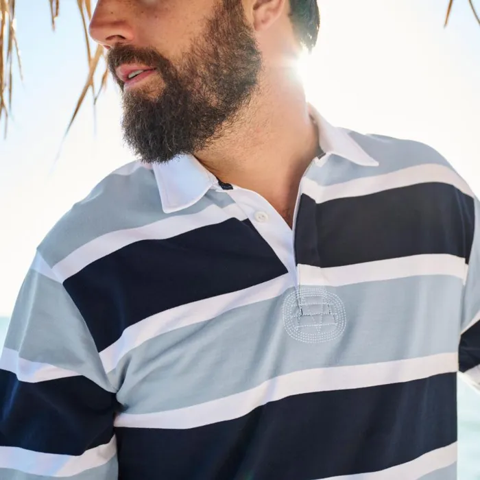 Men LongSleeved Rugby Shirt Blue Fog Orvis Shirts