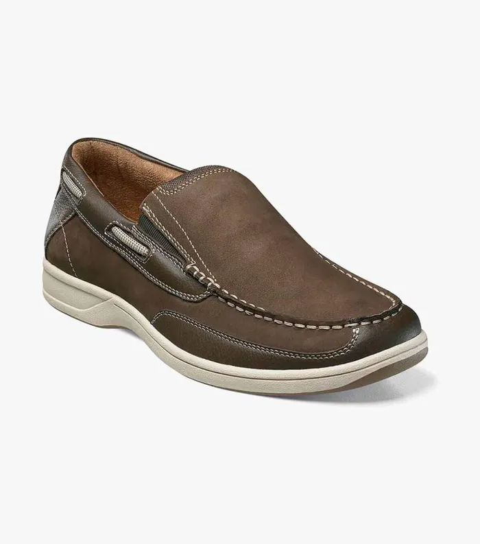 Men Marina Slip On Boat Shoe Brown Florsheim Casual Shoes