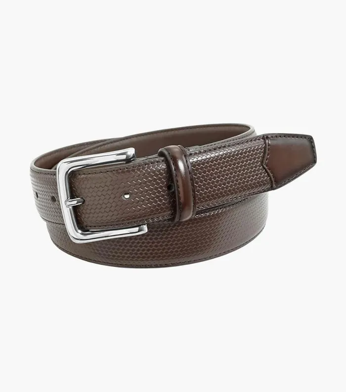 Men Marshall Embossed Weave Belt Brown Florsheim Belts and Suspenders