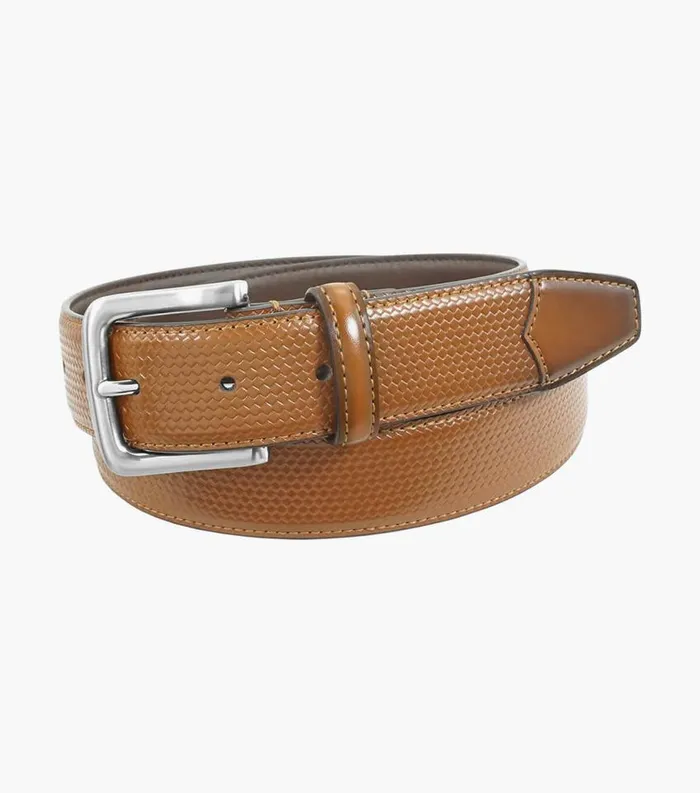Men Marshall Embossed Weave Belt Cognac Florsheim Belts and Suspenders