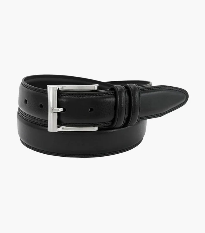 Men Martin XL Pebble Grain Leather Belt Black Florsheim Belts and Suspenders