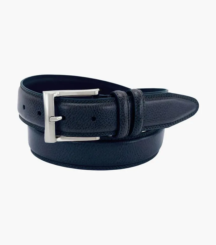 Men Martin XL Pebble Grain Leather Belt Navy Florsheim Belts and Suspenders