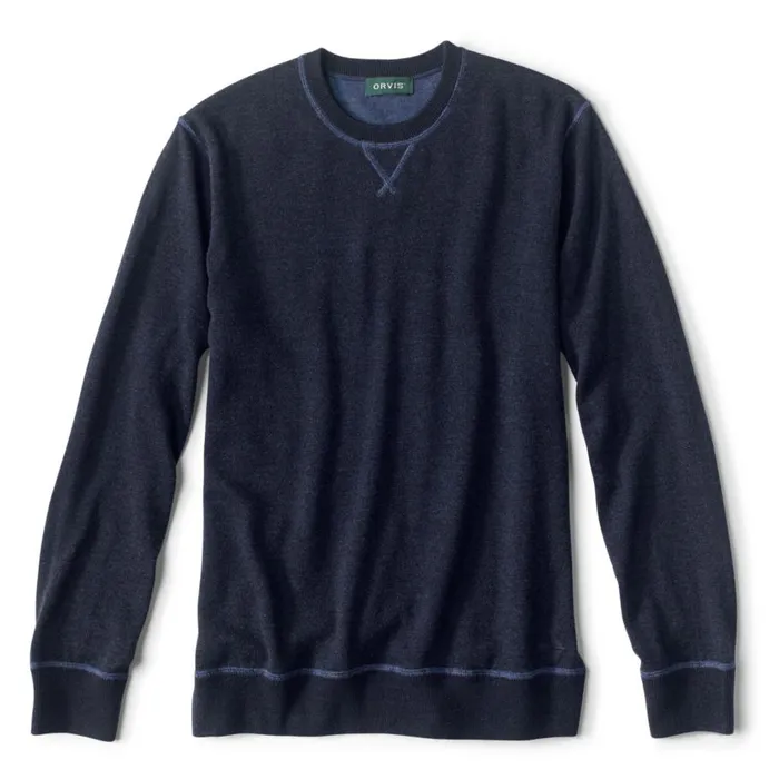 Men Merino Crewneck Navy Orvis Sweaters