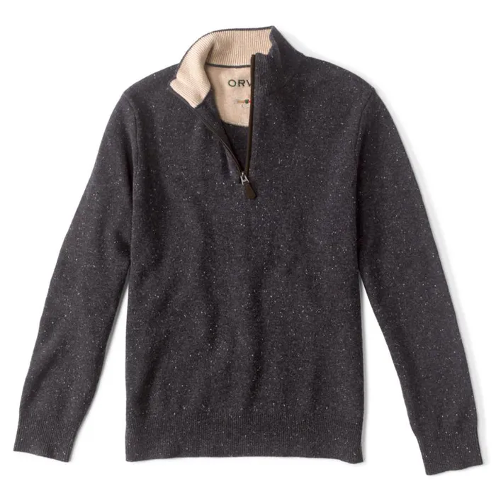 Men Merino Donegal QuarterZip Charcoal Orvis Sweaters