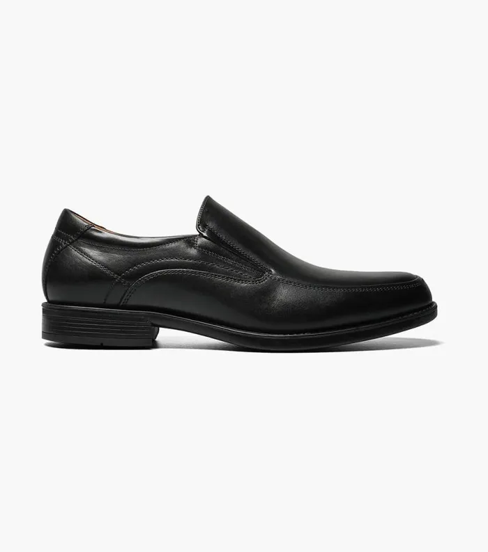 Men Midtown Moc Toe Slip On Black Florsheim Dress Shoes