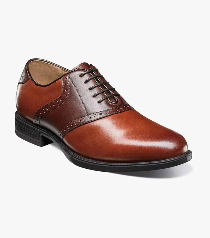 Men Midtown Plain Toe Saddle Oxford Cognac Multi Florsheim Dress Shoes