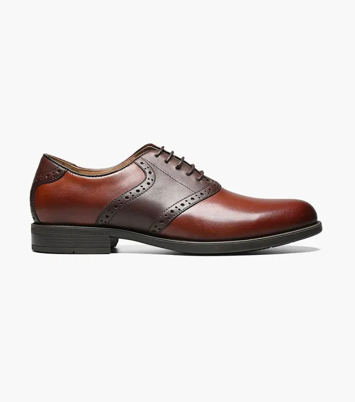 Men Midtown Plain Toe Saddle Oxford Cognac Multi Florsheim Dress Shoes