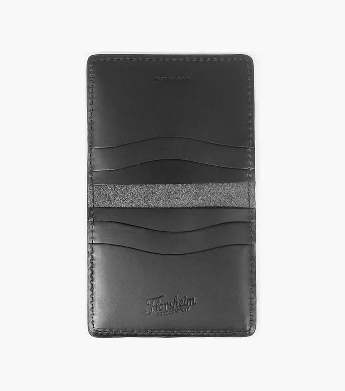 Men Minimal Bifold Wallet Made In USA Black Florsheim Small Leather Goods