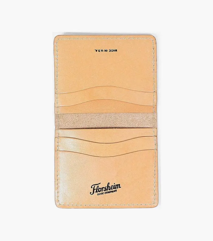 Men Minimal Bifold Wallet Made In USA Natural Florsheim Small Leather Goods