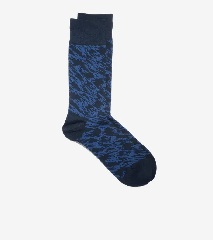 Men Modern Camo Dress Crew Socks Navy Blue Camo Cole Haan Socks