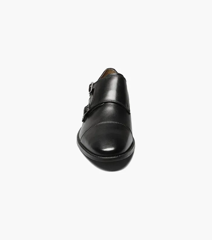 Men Montinaro Cap Toe Monk Strap Black Florsheim Dress Shoes