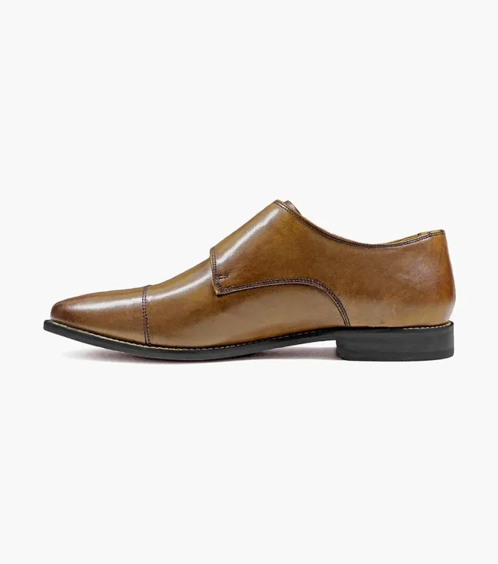Men Montinaro Cap Toe Monk Strap Saddle Tan Florsheim Dress Shoes