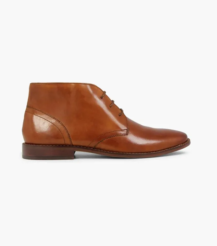 Men Montinaro Plain Toe Chukka Boot Saddle Tan Florsheim Dress Shoes