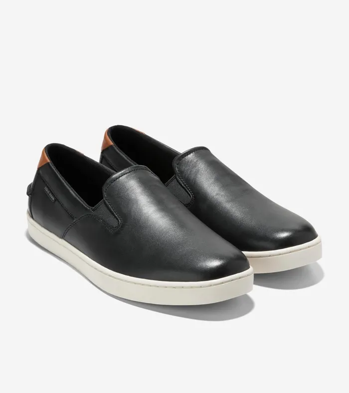 Men Nantucket SlipOn Deck Shoes Blackivory Cole Haan Loafers and Drivers