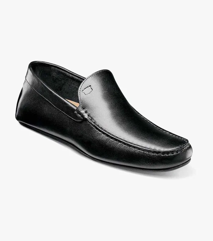 Men Navono Moc Toe Venetian Slip On Black Florsheim Dress Shoes