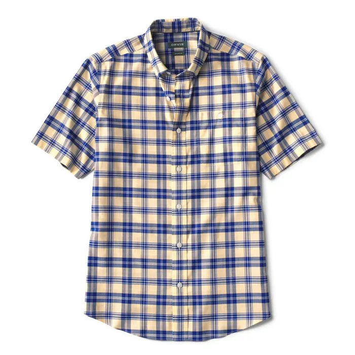 Men NoWork Work ShortSleeved Shirt Navyhoneycomb Orvis Shirts