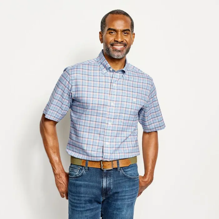 Men NoWork Work ShortSleeved Shirt Navyhoneycomb Orvis Shirts