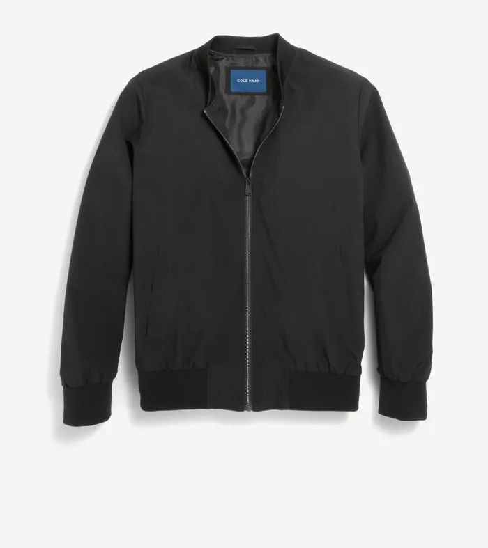 Men Nylon Bomber Jacket Black Cole Haan Bomber Jackets