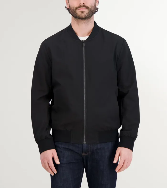 Men Nylon Bomber Jacket Black Cole Haan Bomber Jackets