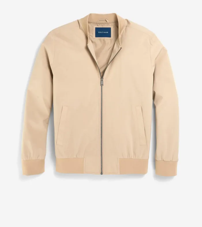 Men Nylon Bomber Jacket Khaki Cole Haan Outerwear