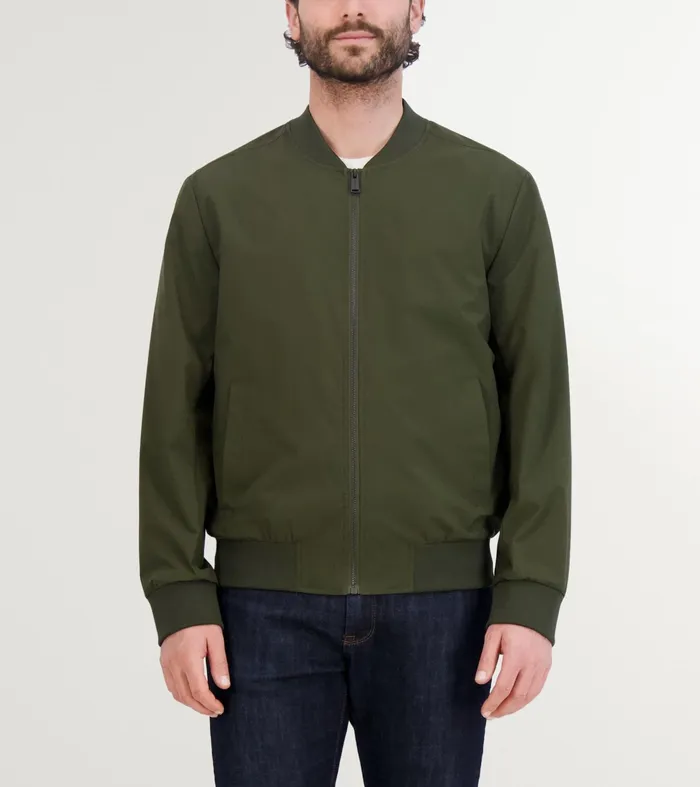 Men Nylon Bomber Jacket Olive Green Cole Haan Outerwear