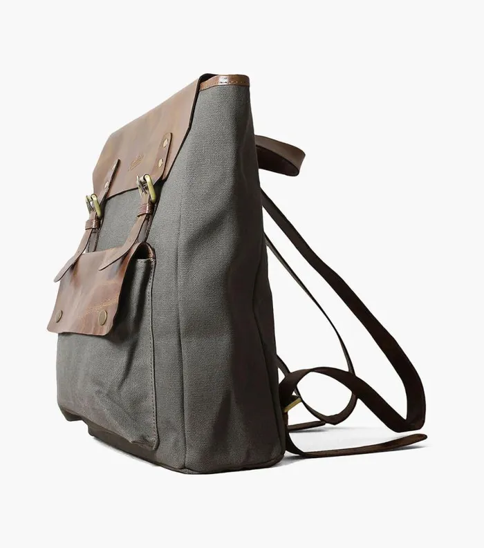 Men Orazio CanvasLeather Backpack Gray Florsheim Bags
