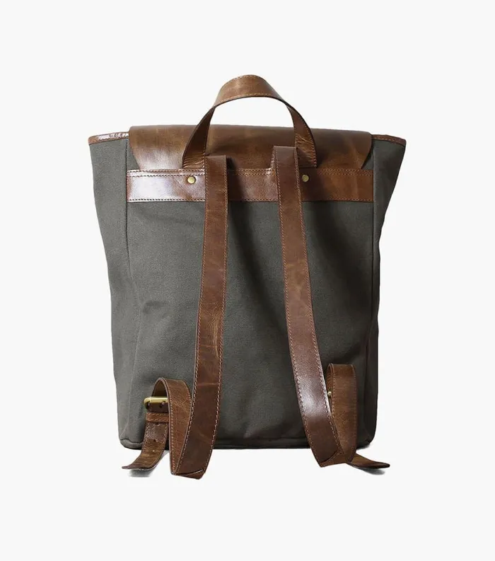 Men Orazio CanvasLeather Backpack Gray Florsheim Bags