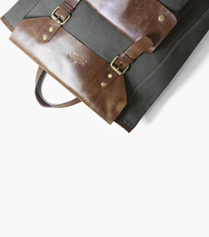 Men Orazio CanvasLeather Backpack Gray Florsheim Bags