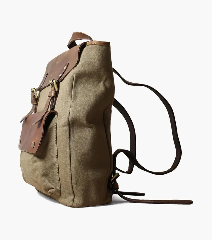 Men Orazio CanvasLeather Backpack Green Florsheim Bags