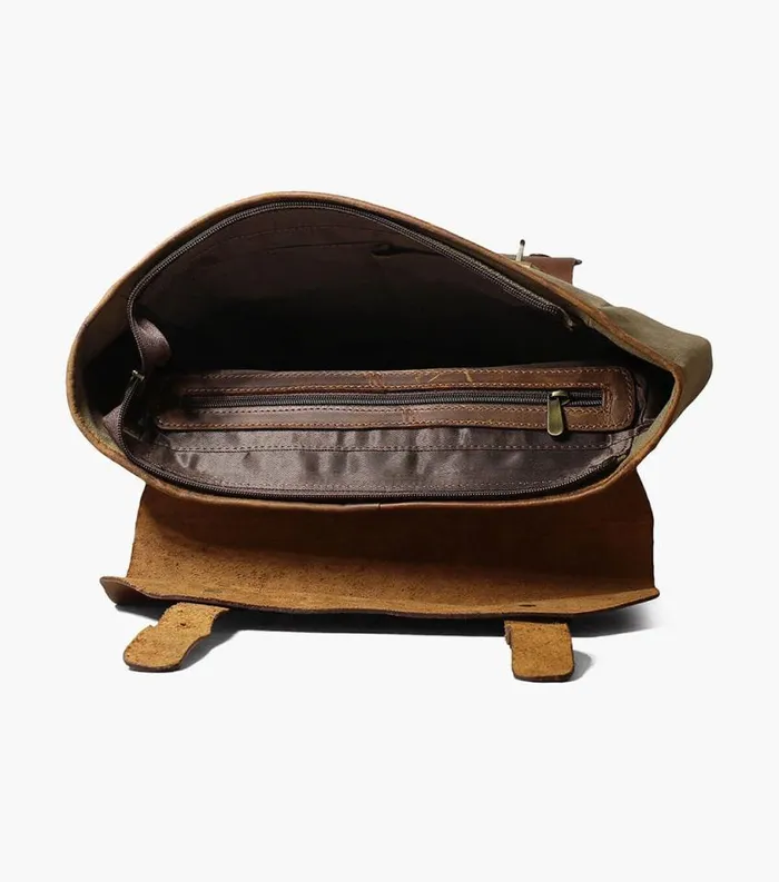 Men Orazio CanvasLeather Backpack Green Florsheim Bags