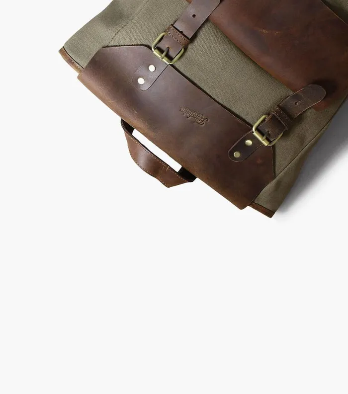 Men Orazio CanvasLeather Backpack Green Florsheim Bags