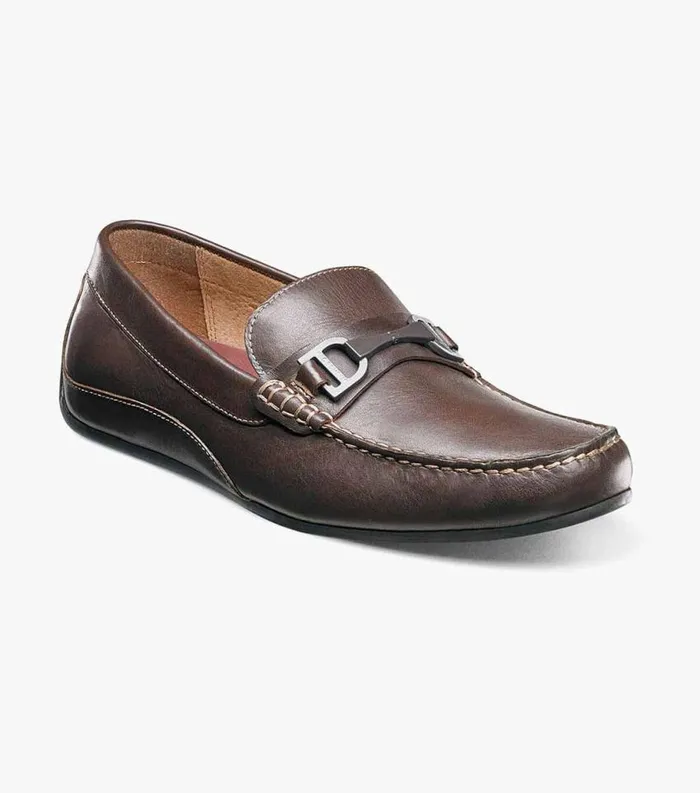 Men Oval Moc Toe Bit Driver Brown Florsheim Casual Shoes