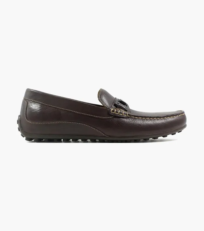 Men Oval Moc Toe Bit Driver Brown Florsheim Casual Shoes