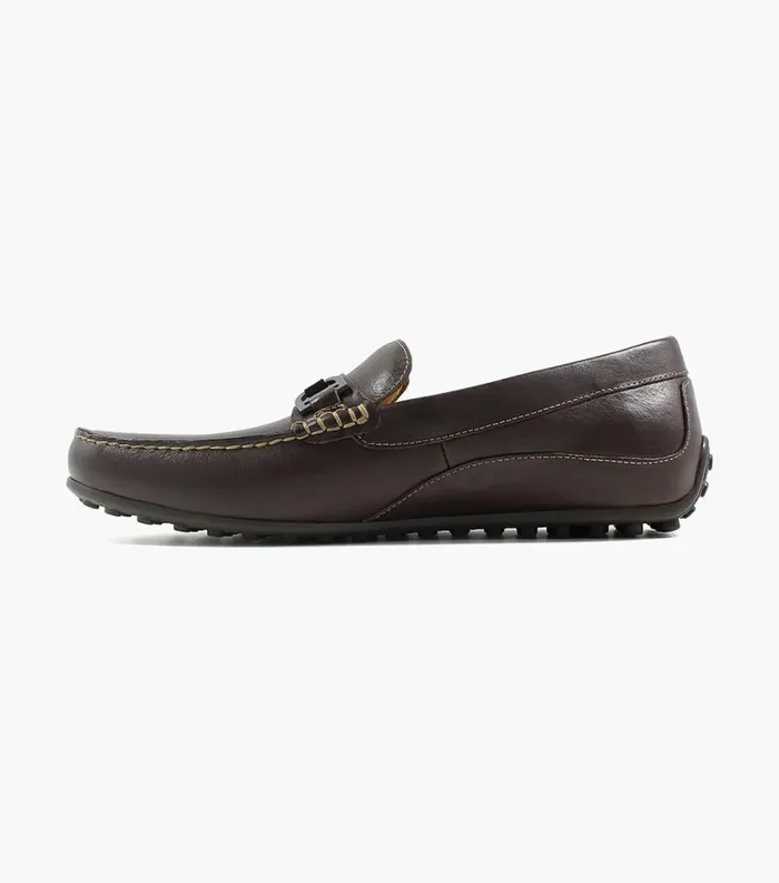 Men Oval Moc Toe Bit Driver Brown Florsheim Casual Shoes