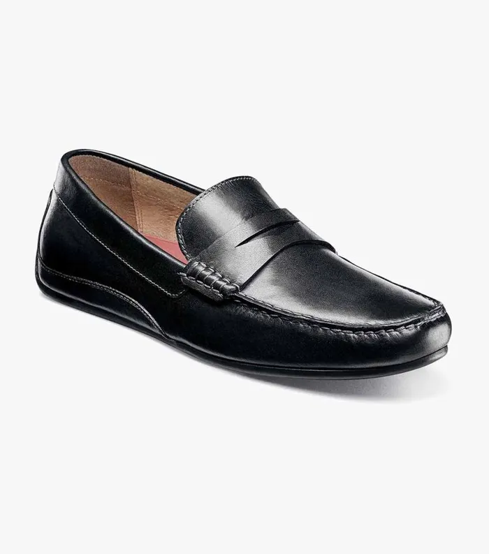 Men Oval Moc Toe Penny Driver Black Florsheim Casual Shoes