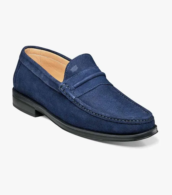 Men Palace Moc Toe Strap Loafer Indigo Florsheim Dress Shoes